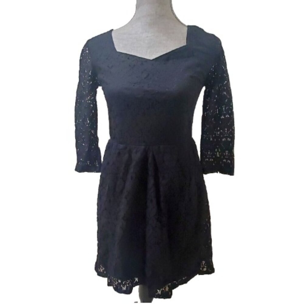 Women's Xhilaration Black Lace Lined Polyester Long Sleeve Dress Size Small